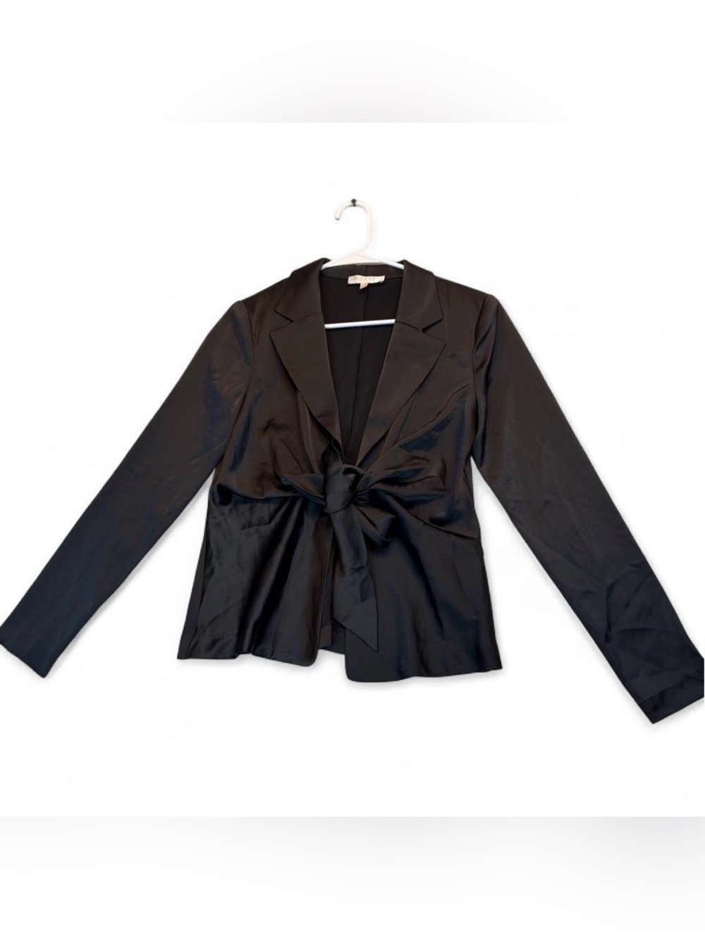Wayf Black Satin Tie-Front Blazer